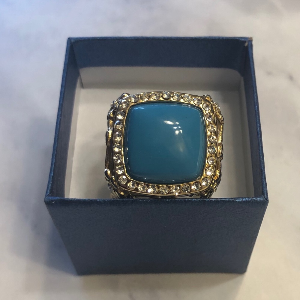 Blue Howlite and Austrian Crystal Ring